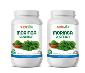 Moringa Orgánica en polvo 90 Cápsulas Vegetales de 500 mg - SuperVida.mx