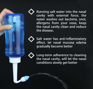 Botella de lavado e irrigación nasal. 500ML con dos boquillas.