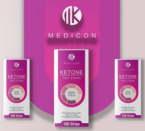 Keto Strips de Medicon - 100 Tiras medidoras de Cetonas! Calidad profesional - Comprueba y monitorea tu estado de cetosis