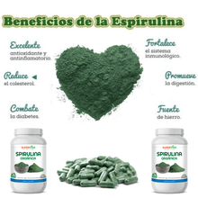 Cargar imagen en el visor de la galería, Spirulina Orgánica en polvo 90 Cápsulas Vegetales de 500 mg - SuperVida.mx