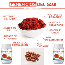 Cargar imagen en el visor de la galería, Bayas de Goji en polvo 90 Cápsulas Vegetales de 500 mg - SuperVida.mx